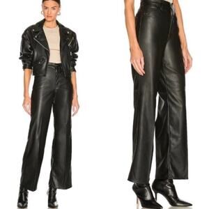 Levi’s 70s High Rise Flare Black Faux Leather Jeans Size 25